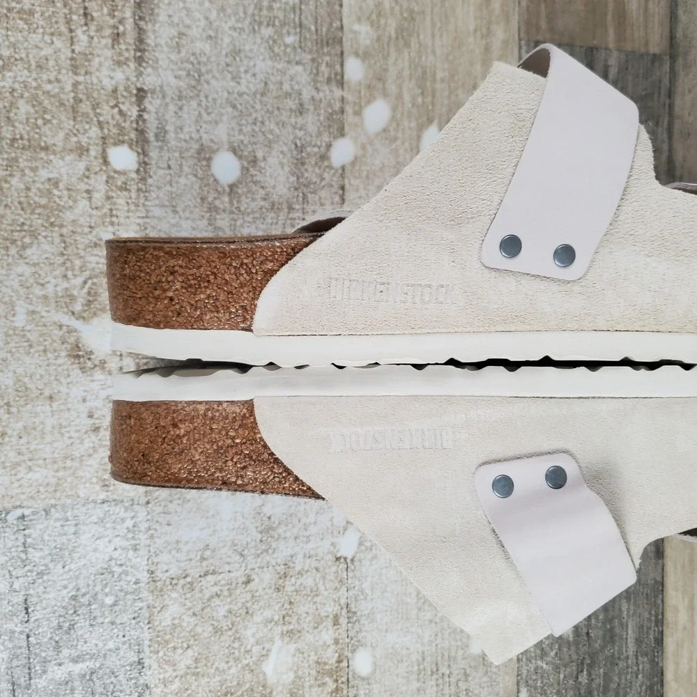 Birkenstock Uji Mens Sandals Sz 12 Casual Antique White Suede Leather Slides